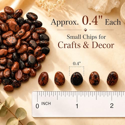 Image of Polished Mahogany Obsidian Crystal Chips Set, 0.4'', 128 Pcs - Handpicked Natural Tumbled Stones and Crystals Bulk for Healing, Reiki, Meditation, Witchcraft and Home Decor