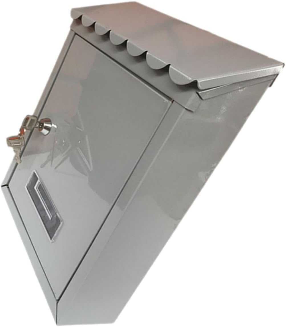Vintage Tinplate Wall-Mount Mailbox with Lock Metal Letter Box for Garden Outdoor Use Weatherproof Storage for Letters and Newspapers Silver Finish for Home and Office