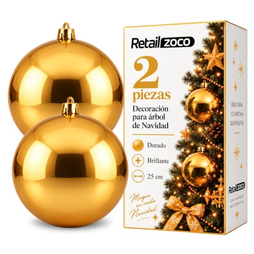Bolas de Navidad, Adornos Arbol Navidad, 2 Piezas, Dorado