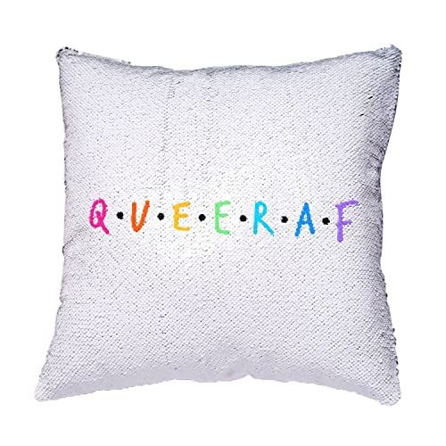Coussin Sequin Doré Queer AF : Affirmez Votre Identité Trans - 4