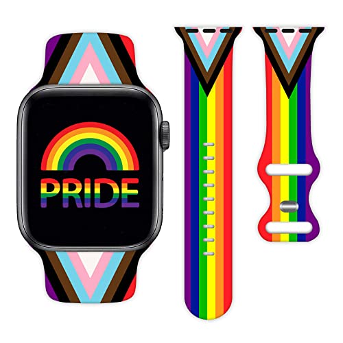 Lgbtq Flag Pride Watch Bands Compatible with Apple Watch 38mm 40mm 41mm 42mm 44mm 45mm Silicone Wristbands Replacement Strap for IWatch Series 7 6 5 4 3 2 1 SE Women Men Unisex Gifts(38mm/40mm)