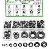 Ruipaba 265PCS(9 Size) Black Internal Tooth Starlock Washers Push On Locking Washers Speed Clips Fasteners Assortment Kit P-046-kit