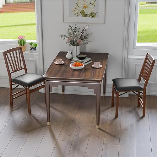 ERGOMASTER Folding Dining Chairs Set of 2, Wooden Kitchen Side Chairs with Padded Seat, Max Load 400 LBS Solid Wood Frame,No Assembly Needed, Vintage Foldable Chairs for Dining Room, Living Room - Thumbnail 7