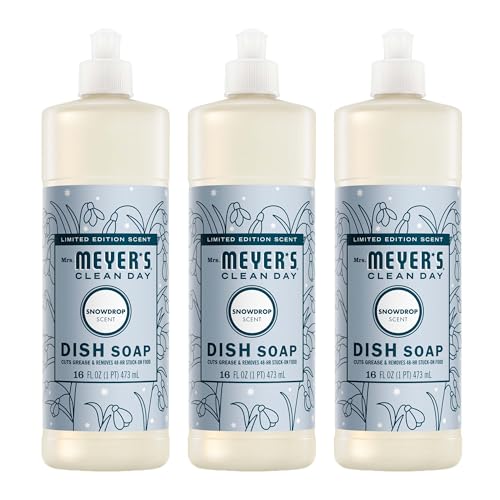 MRS. MEYER'S CLEAN DAY Liquid Dish Soap, Limited Edition Snowdrop, 16 Fl. Oz - Pack of 3