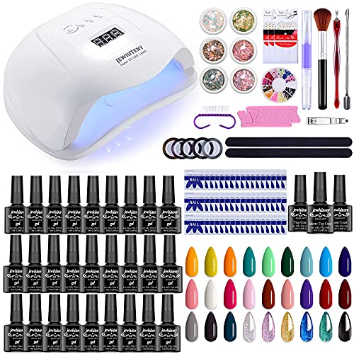 27 Colors Gel Nail Polish Kit with UV Light, 120W UV LED Nail Dryer Lamp Curing Gel Nail Polish Set with Top Coat Base Coat Matte Top Coat Popular Gel Nail Polish Set DIY at Home, Nail Manicure Tools