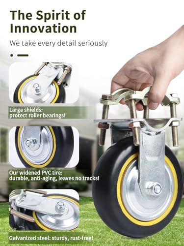 Image of Gate Wheels for Metal Tube Gate - 2 Pack 6 inch Farm Gate Wheel for Metal Swing Gate Fence Support