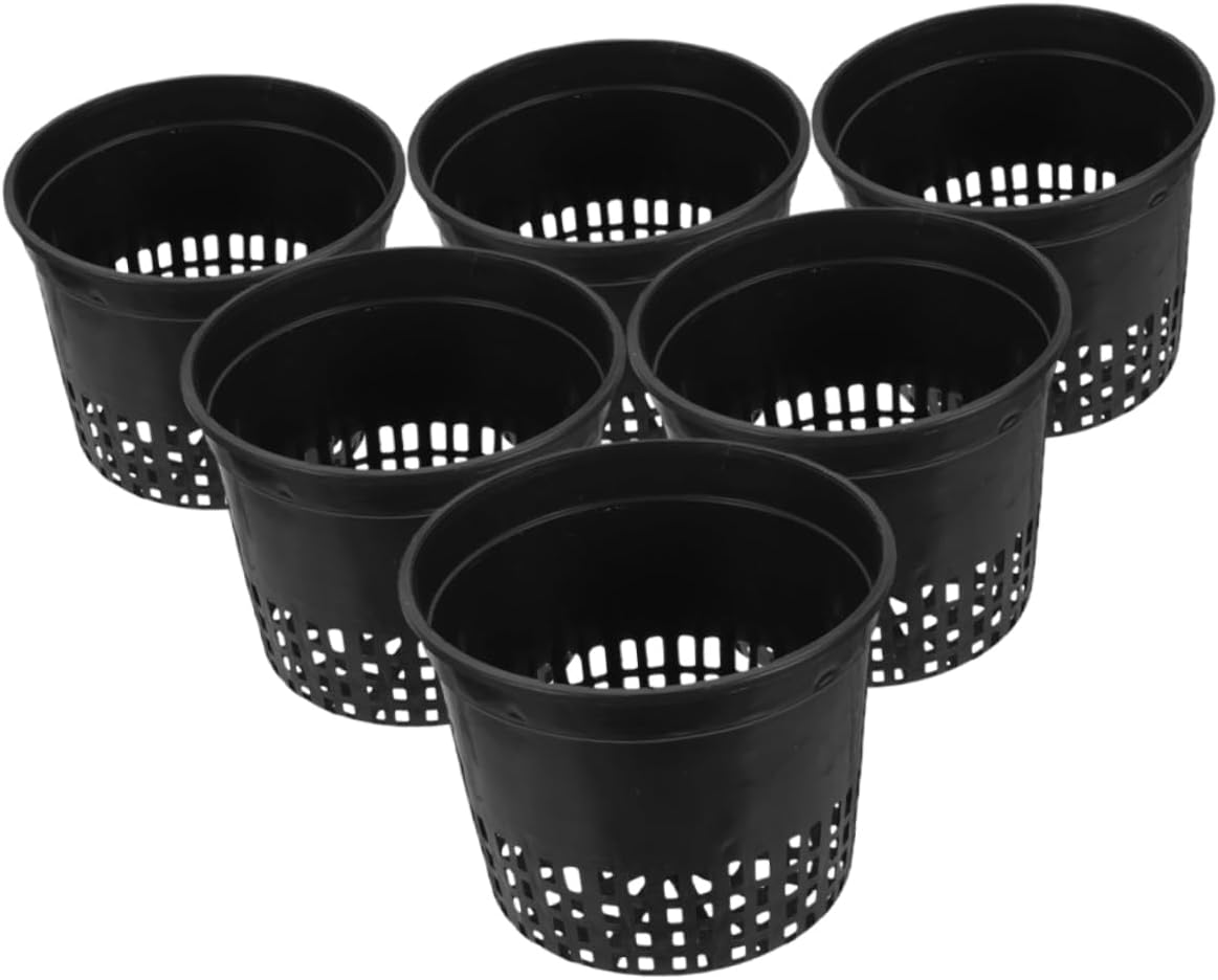 6 Pack Hydroponic Net Pots Plastic Slotted Mesh Baskets for Plants