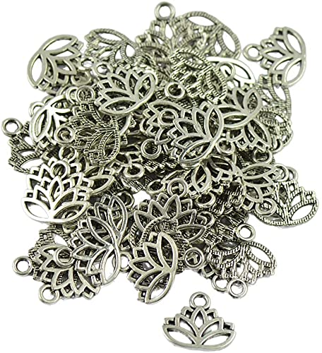 50 pièces en filigrane creux fleur de Lotus coupe pendentif breloques fabrication de bijoux résultatsDurable et professionnel – Image 3