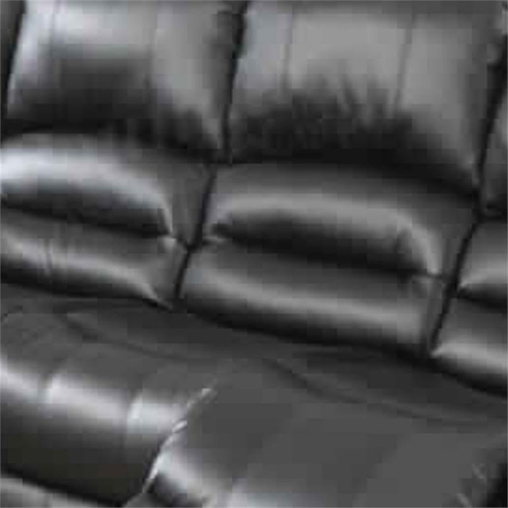 Pemberly Row Bonded Leather Reclining Sofa, Black Finish, Plywood Frame with Nailhead Trim, Built-in Recliner, Comfortable Living Room Seating, Sleek Upholstery, Luxury Style