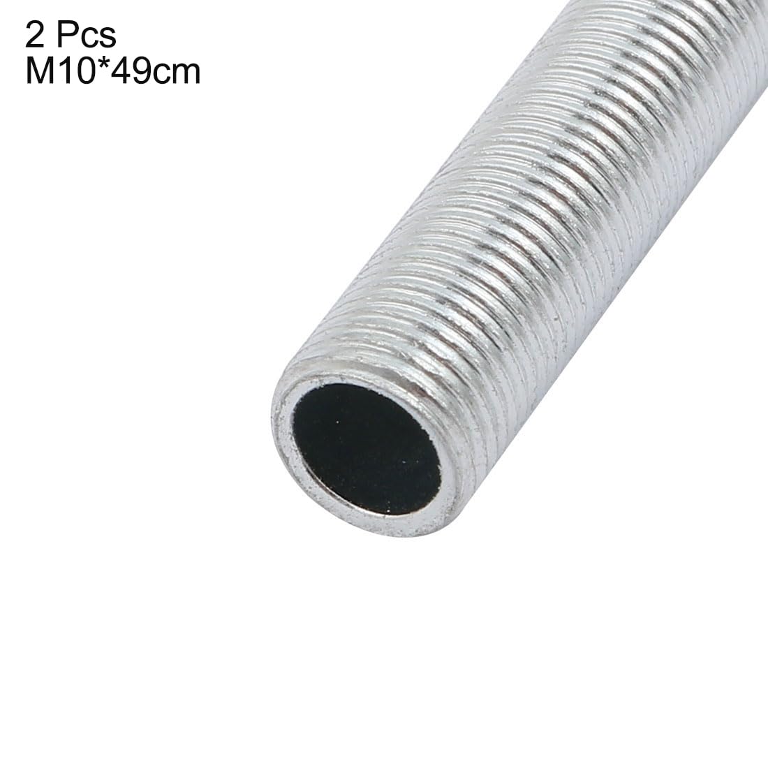 Sourcingmap® 2PCS metrico M10 1 mm passo filo zincato raccordo tubo lampada parti 49 cm di lunghezza