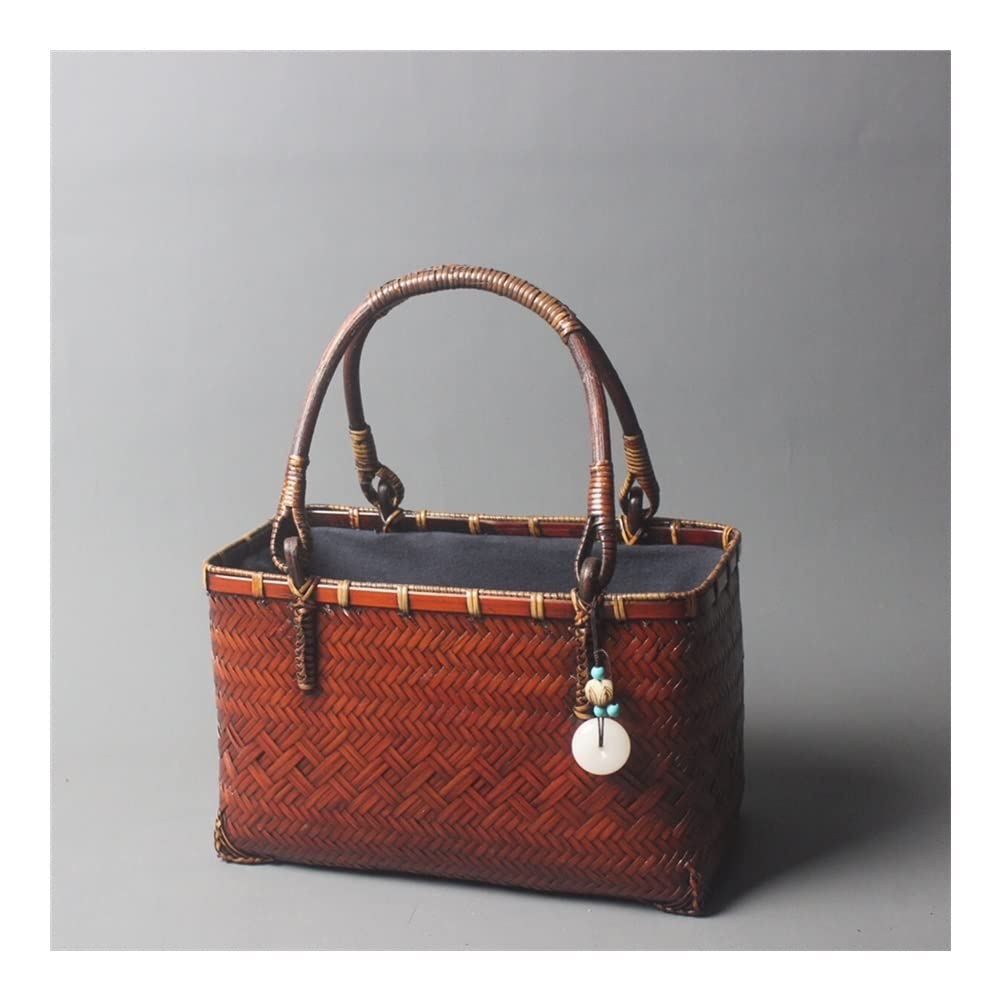 GOUDAN Hand-woven Women's Handbags,Bamboo Woven Baskets,Household Storage Baskets,Bamboo Crafts,for Party,Shopping,Camping,Dating or Just As an Every Day Bag.