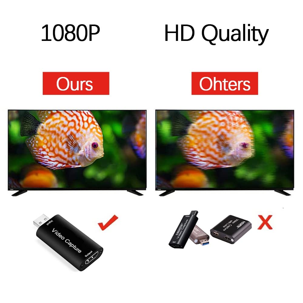 Capturadora Video capturadora hdmi,USB a hdmi Vídeo Game Capture 1080P Transmisión en Vivo de Transmisión de Vídeo para Juegos, Transmisión, Enseñanza, Videoconferencia