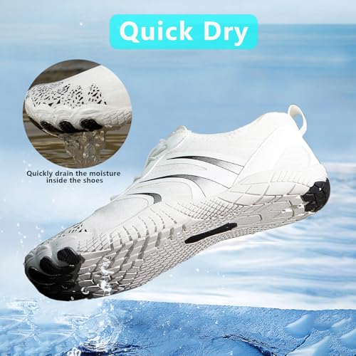 Image of Beach Water Shoes for Women Men Quick Dry Non-Slip Wide Toe Hike Barefoot Footwear for Beach Pool Aqua Swim Surf Walk