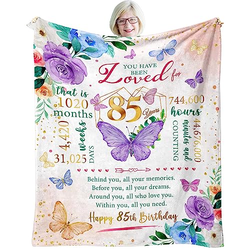 ZWERIVP 85th Birthday Gifts for Women Women 85th Birthday Gifts 85 Year Old Bday Decorations for Woman Woman 85 Year Old Bday Throw Blankets 50X60