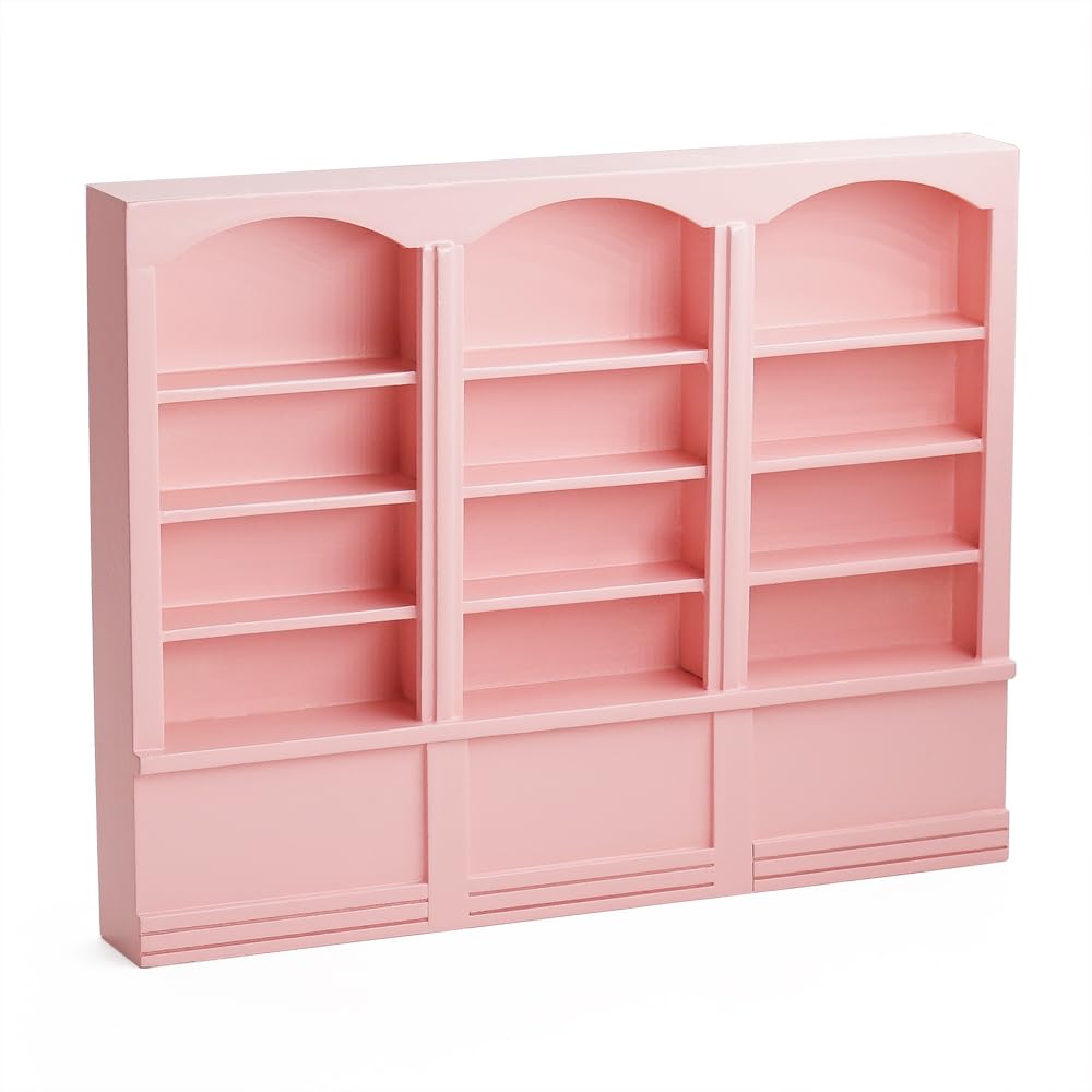 Odoria Dollhouse Bookcase Shelf Miniature: 1/12 Scale Bookshelf for Books Library School Office Modern - Mini Wall Display Cabinet Storage Shelving -