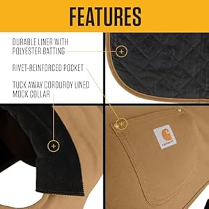 Carhartt Firm Duck Insulated Dog Chore Coat, Durable Weather Resistant Jacket for Cold and Windy Conditions, PFAS Free (Black), Large Carhartt Firm Duck Insulated Dog Chore Coat Durable Weather Resistant Jacket for Cold and Windy Conditions PFAS Free Black Large