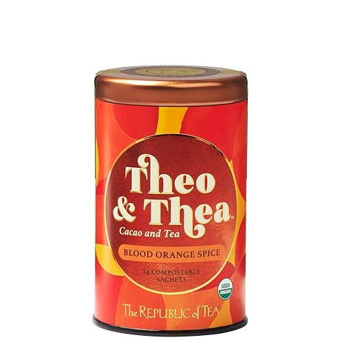 Miniatura 1 de The Republic of Tea - Theo and Thea Blood Orange Spice Té negro de hoja completa, 14 sobres piramidales, baja en cafeína