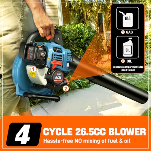 Image of SENIX 4QL 26.5cc 4-Cycle Handheld Gas Leaf Blower, Up to 410 CFM & 125 MPH