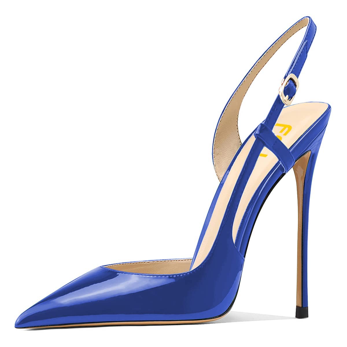 FSJ Women's Pointed Toe D'Orsay High Heel Slingback Pumps