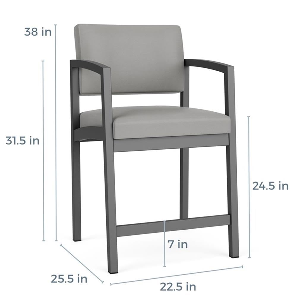 Pemberly Row Reception Waiting Room Healthcare Hip Chair/Silver Steel/Black