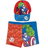 BAÑADOR tipo Bóxer, tallaje estándard, con la imagen de Los Vengadores a juego con la gorra.