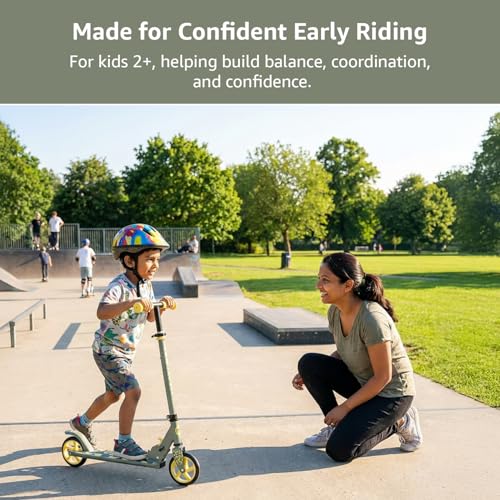 Image of Amazon Brand - Jam & Honey Kids Kick Folding Scooter for Kids (2+ Years) | 3- Step Height Adjustable Handle, Smooth Bearing Wheels & PVC Tyres | BIS Certified | Yellow