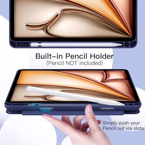 Image of TGK Rotating Case Cover for iPad Air 13 inch M4 /M3 /M2 (2026 /2025 /2024) with Pencil Holder (Dark Blue)