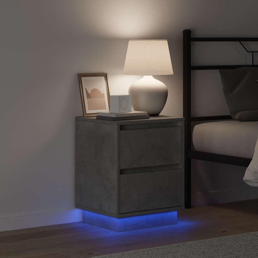 vidaXL Armadio da Notte Grigio Cemento 39 x 34,5 x 50 cm, Comodino Moderno Rettangolare, armadietto per Letto, Legno ingegnerizzato, Stand USB per luci
