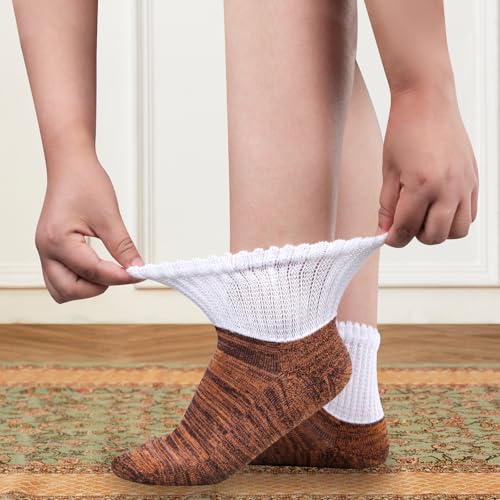 Image of +MD Bamboo Viscose Ankle Diabetic Socks for Men & Women, 6 Pairs, Soft Cushioned, Non-Binding Loose Top, Extra Wide