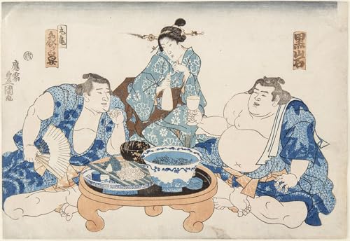 Peinture murale les lutteurs de sumo Kuroiwa et Zogahana Toile Utagawa Kunisada 60x90cm