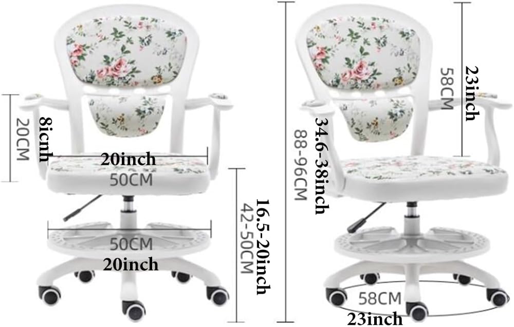 GIZNXBA Children Task Chair Kids Desk Chair Lumbar Mid Back Adjustable Height Study Computer Chair with Casters, Swivel Armrest Chair for Home Office, School (Color : A)