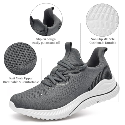 Image of Slow Man Mens Walking Sneakers Wide Width Slip on Tennis Shoes,Lightweight Breathable Running Shoes,Ideal for Athletic Workout Gym Jogging and Casual Wear