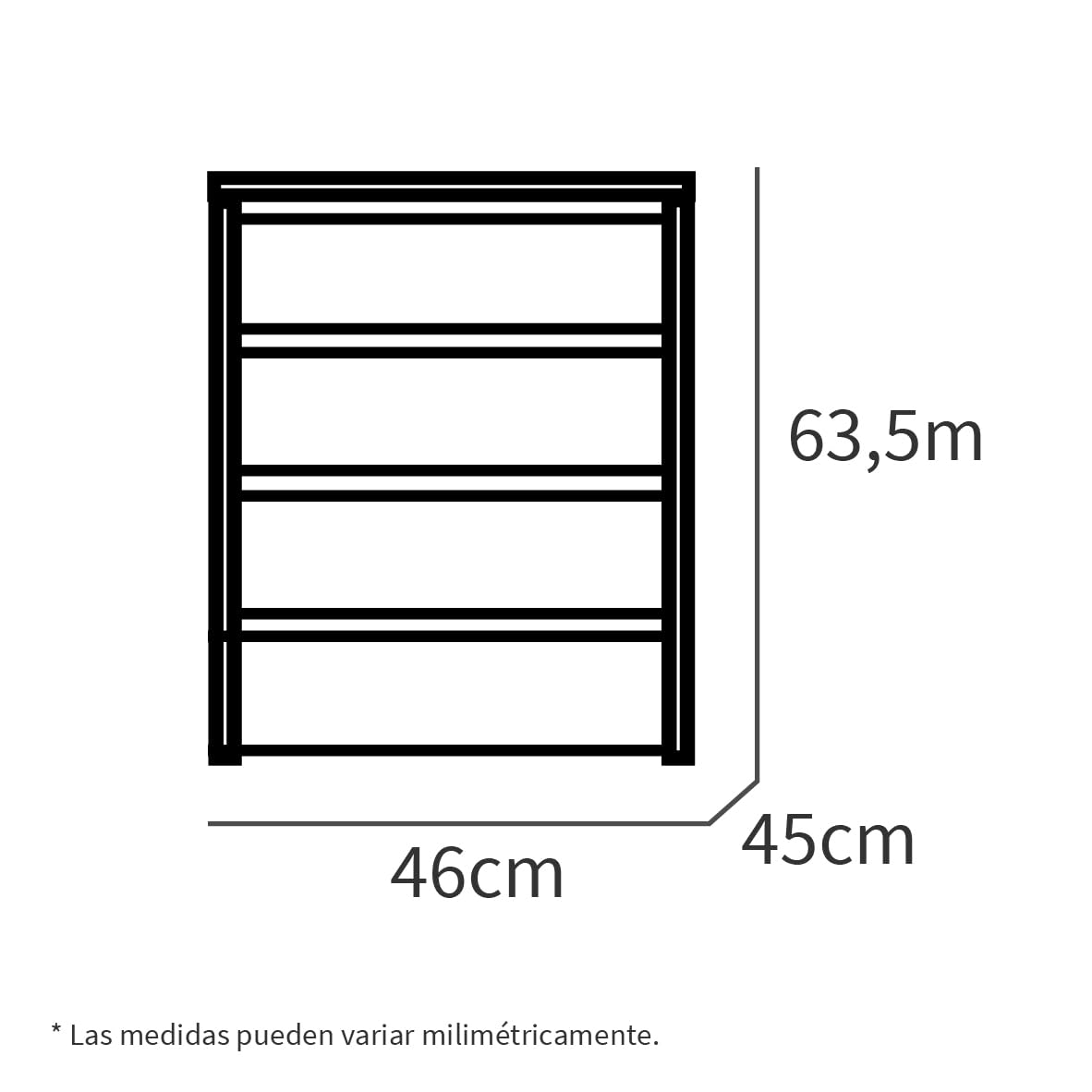 MUEBLES PITARCH | Cajonera 4 Cajones, Cómoda Dormitorios, Despachos, Interior Armario, Roble Cambrian, 63,5x46x45cm (Alto x Ancho x Fondo) Colección Tibet