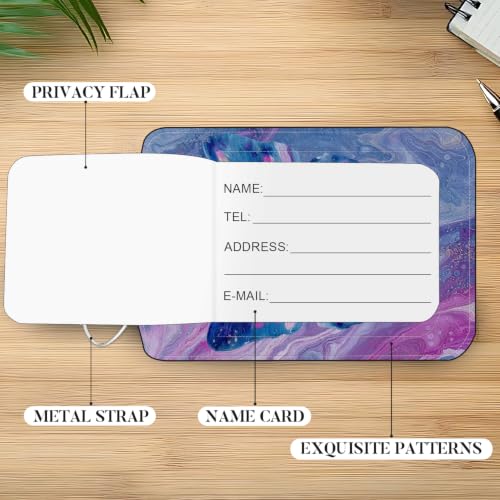 Image of Butterfly Luggage Tags 2 Pack, PU Leather Privacy Flap