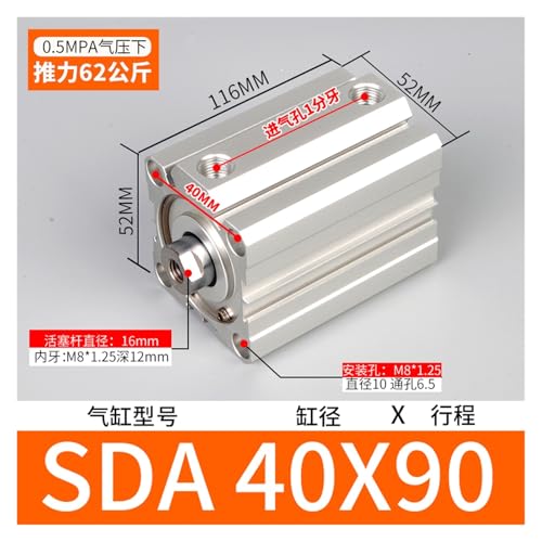 Cilindro neumático SDA40*90 mini delgado con imán de gran empuje 3
