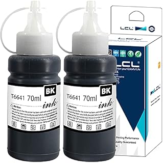 LCL Compatible Ink Bottle Replacement for Epson 664 T6641 ET-2500 ET-2550 ET-2600 ET-2650 ET-3600 ET-4500 ET-4550 ET-14000 L100 L110 L120 L130 L132 L200 L210 L220 L222 L310 (2PK Black)