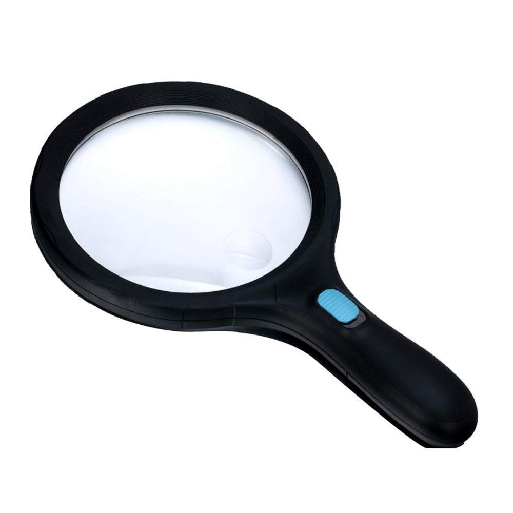 Lupa de Mano HD, Lupa Grande de 5,5 Pulgadas, 10 Luces LED Brillantes, Lente 2X, Zoom 5X, Lupa de Lectura portátil con luz y Puerto.