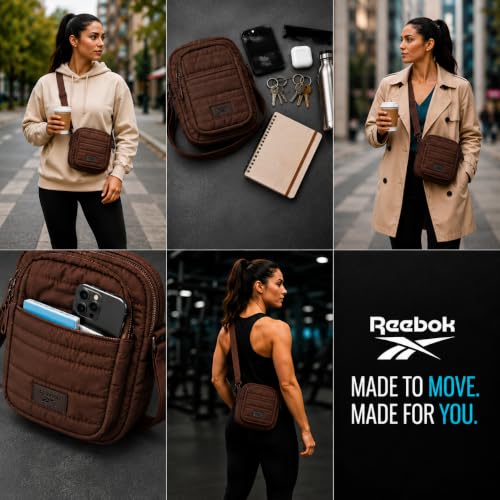 Image of Reebok Womens Crossbody Bags - Lightweight Sling Cell Phone Purse, Quilted Small Crossbody Bags Women