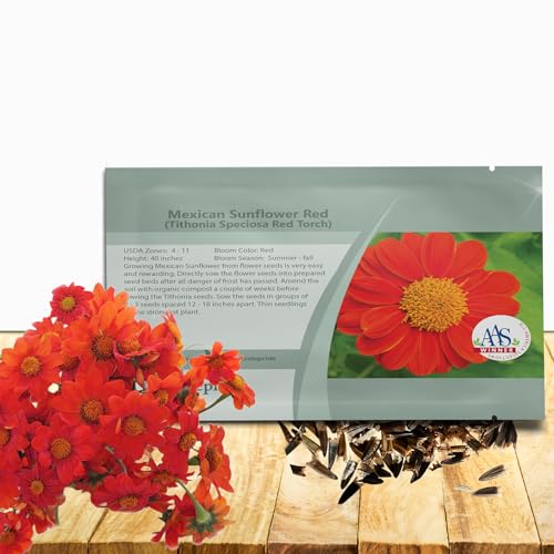 Outsidepride Red Torch Mexican Sunflower Seeds - 2000 Seeds Annual Tithonia, Fast-Growing, Heat & Drought-Tolerant Flower Seeds for Pollinator Gardens, Landscapes, & Flower Arrangements (AAS Winner)