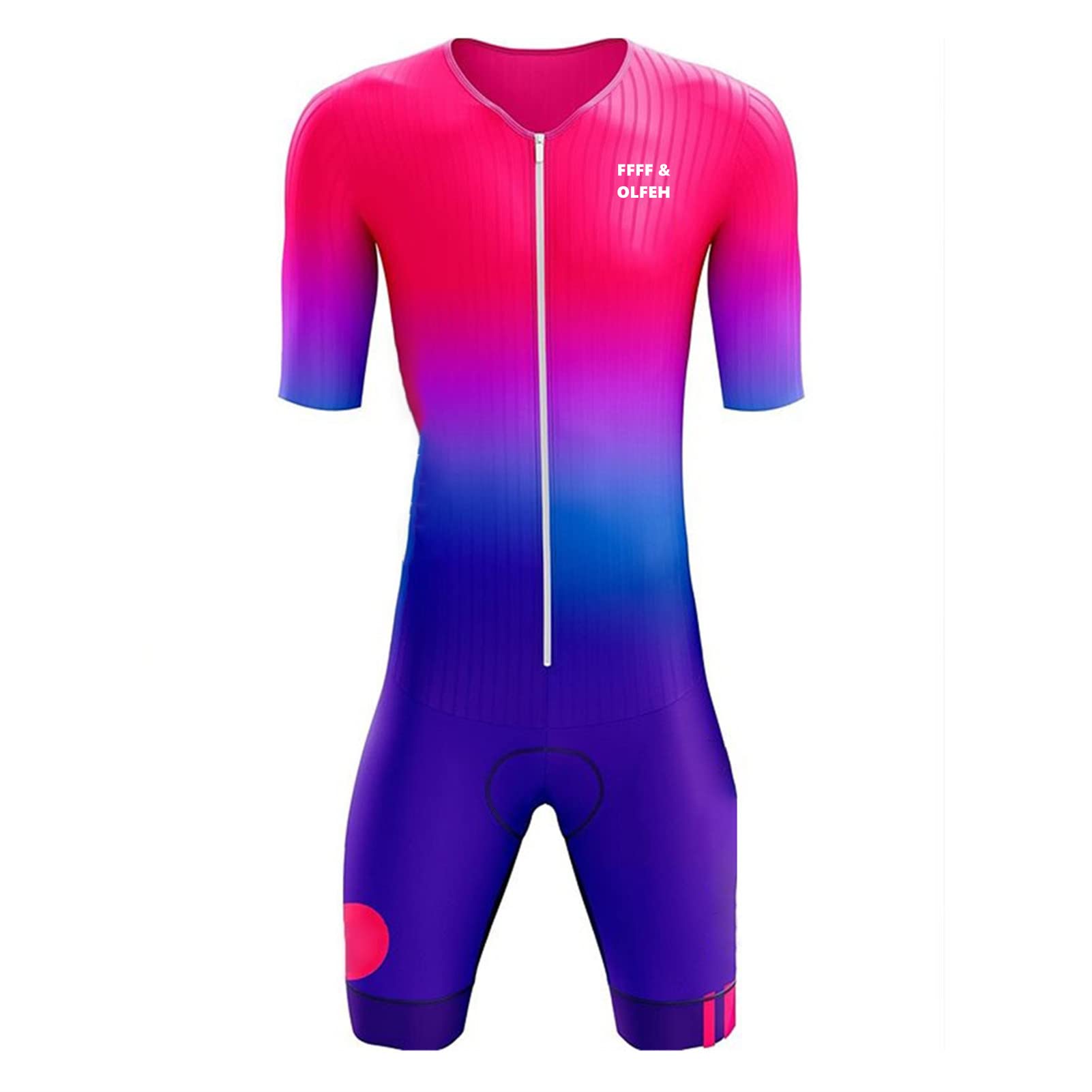 FFFF & OLFEH Traje de triatlón Profesional de Manga Corta para Hombre, Pro Manga Corta Traje de Ciclismo, Racing Tri Suit de Bicicletas Acolchado de Gel, MTB Mono