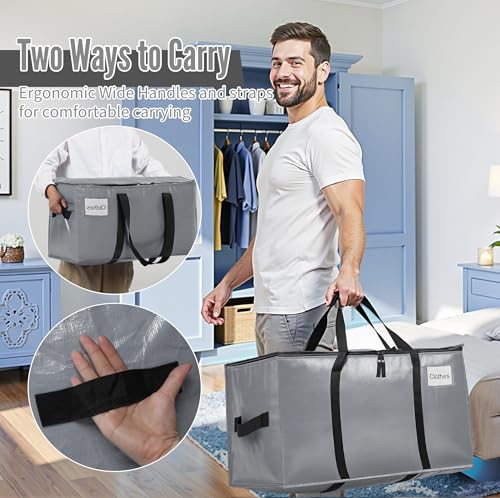 Image of BAGAIL Heavy Duty Moving Bags with Strong Handle, Extra Large Moving Boxes, Storage Tote for Clothes, College Moving Supplies(Grey, 2 Pack)