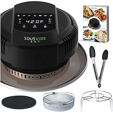 Sousvide Art 7-in-1 Instant Pot Air Fryer Lid 8 qt, Instant Pot Pressure Cooker Attachment - Fryer Lid - Instapot Accessory - Air Fryer Accessories Combo with Basket, Rack, Mat, Tongs, Cookbook Cover