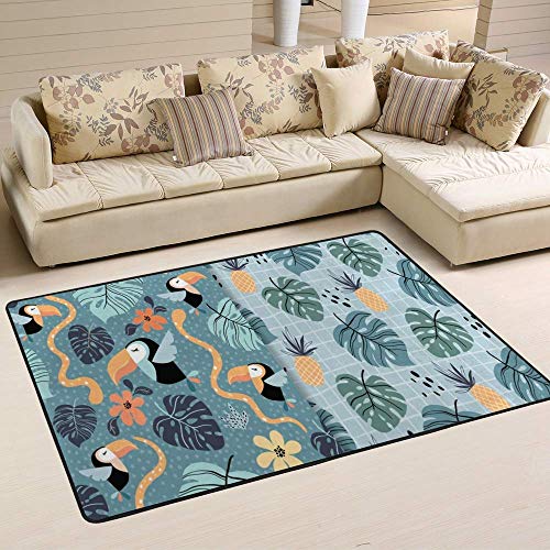 Tapis de sol antidérapant oiseaux exotiques pour salon et chambre - 6
