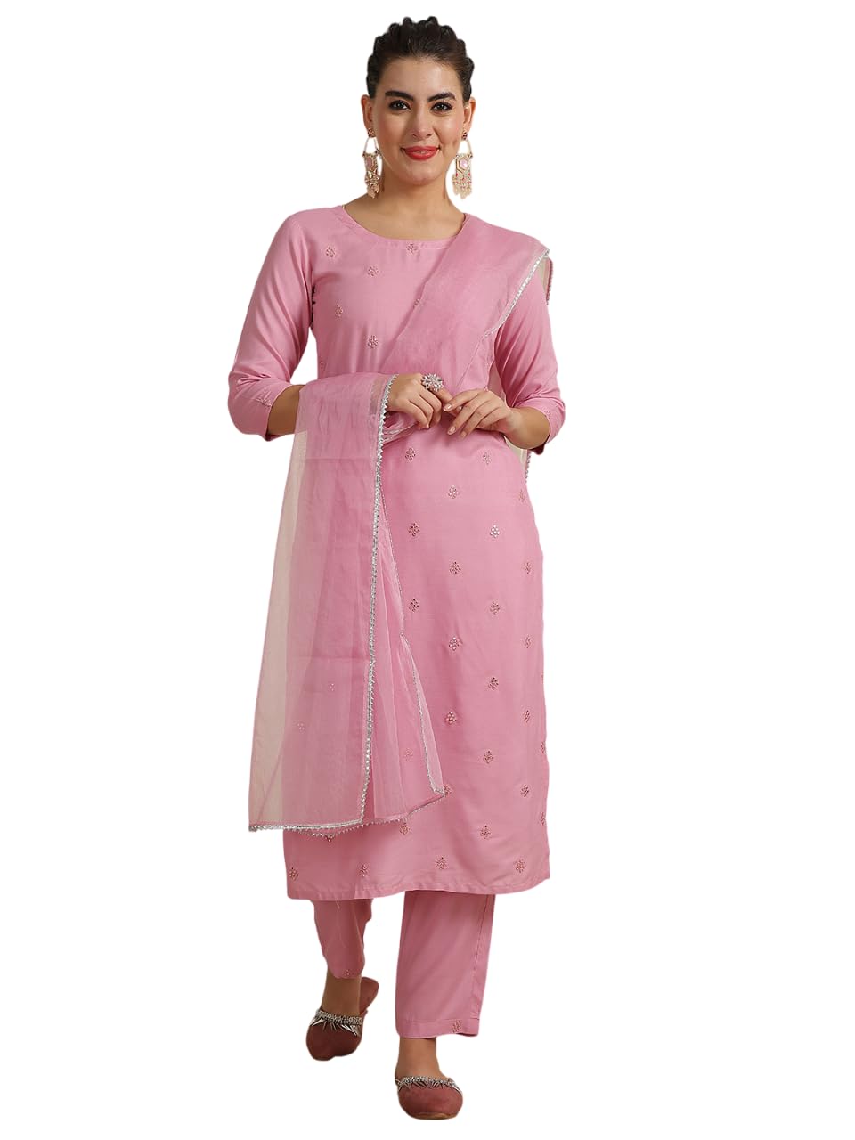 nishabd Women's Mirror Embroidery Kurta & Palazzo with Dupatta-picture-34