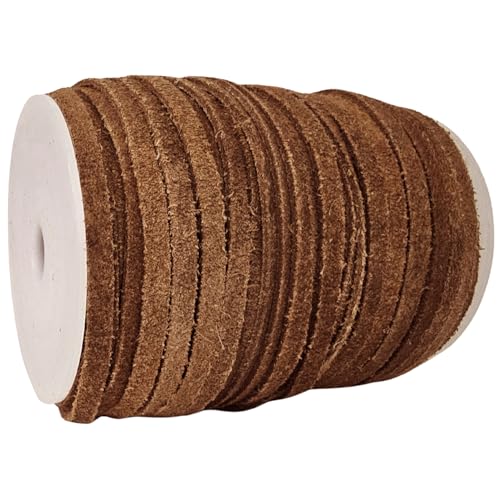 esnado Wildlederband 5 mm in Naturbraun | 1 Meter – echtes Leder, 1,5 mm dick, weich & vegetabil gegerbt – Schmuckband für Armbänder, Basteln & DIY Projekte