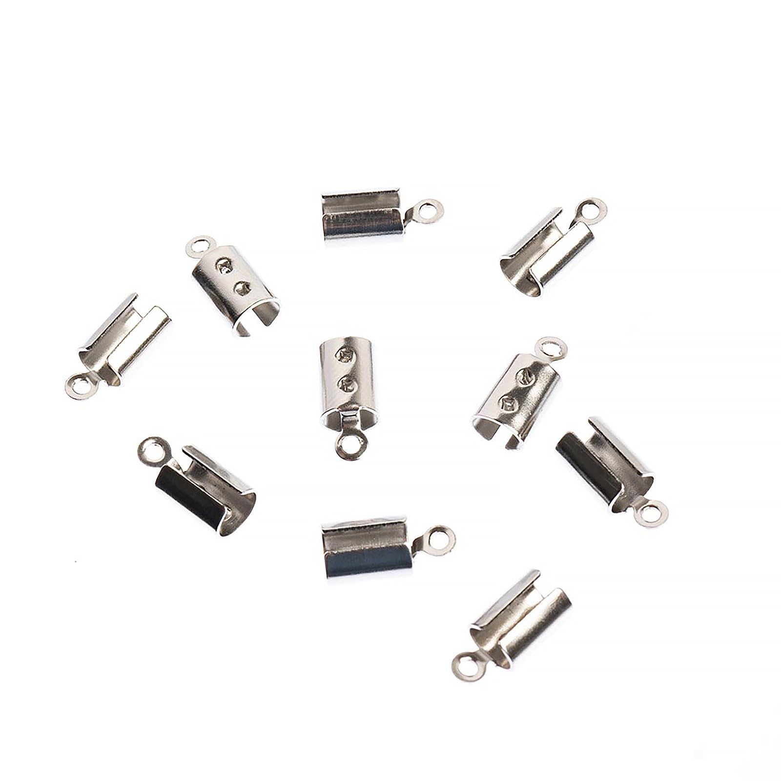 Terminales de acero John Bead de 10.5mm para cordones de bisutería, 10 unidades
