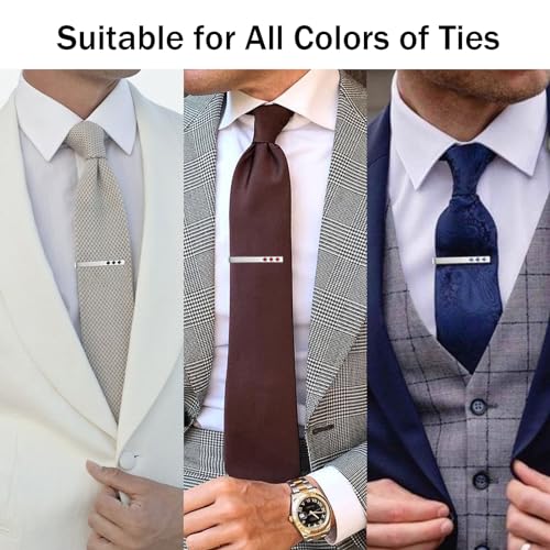Silver Tie Clip, 2.2 Inch Tie Clips for Regular & Skinny Ties, Unique Mens Tie Bar & Clasp for Wedding, Anniversary, Business, Professional & Gifts2