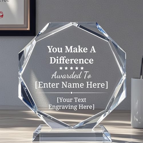 Image of Personalized Crystal Trophy Award - Custom Awards and Trophies for Employees, Coworkers, Boss - Retirement, Farewell, Appreciation, Recognition Gifts - Custom Plaques