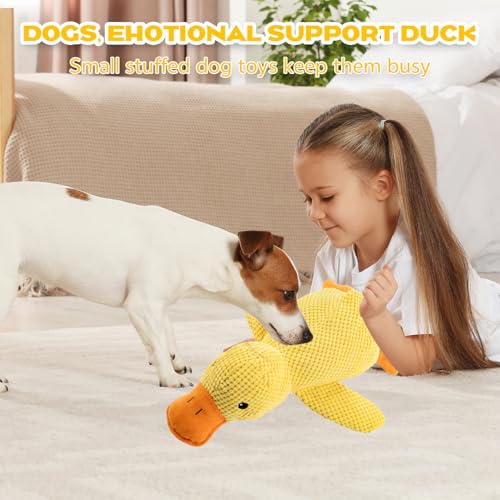 Ambolio Hundespielzeug Unzerstörbar, Gelb Anti Stress Ente für Hunde,Hund Kuscheltier, Unzerstörbares Quietschend, Plüsch-Kauspielzeug Klingendes Plüsch-Hundespielzeug Für Kleine