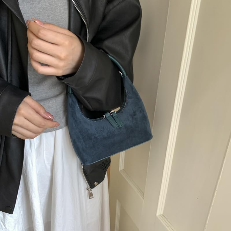 Suede Crescent Bag for Women Small Purse Retro Crossbody Shoulder Bag Suede Fall Handbag Work Satchels Purses3